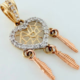 Dreamcatcher Heart Pendant 1.55 g / 1 in Three 18K Golds