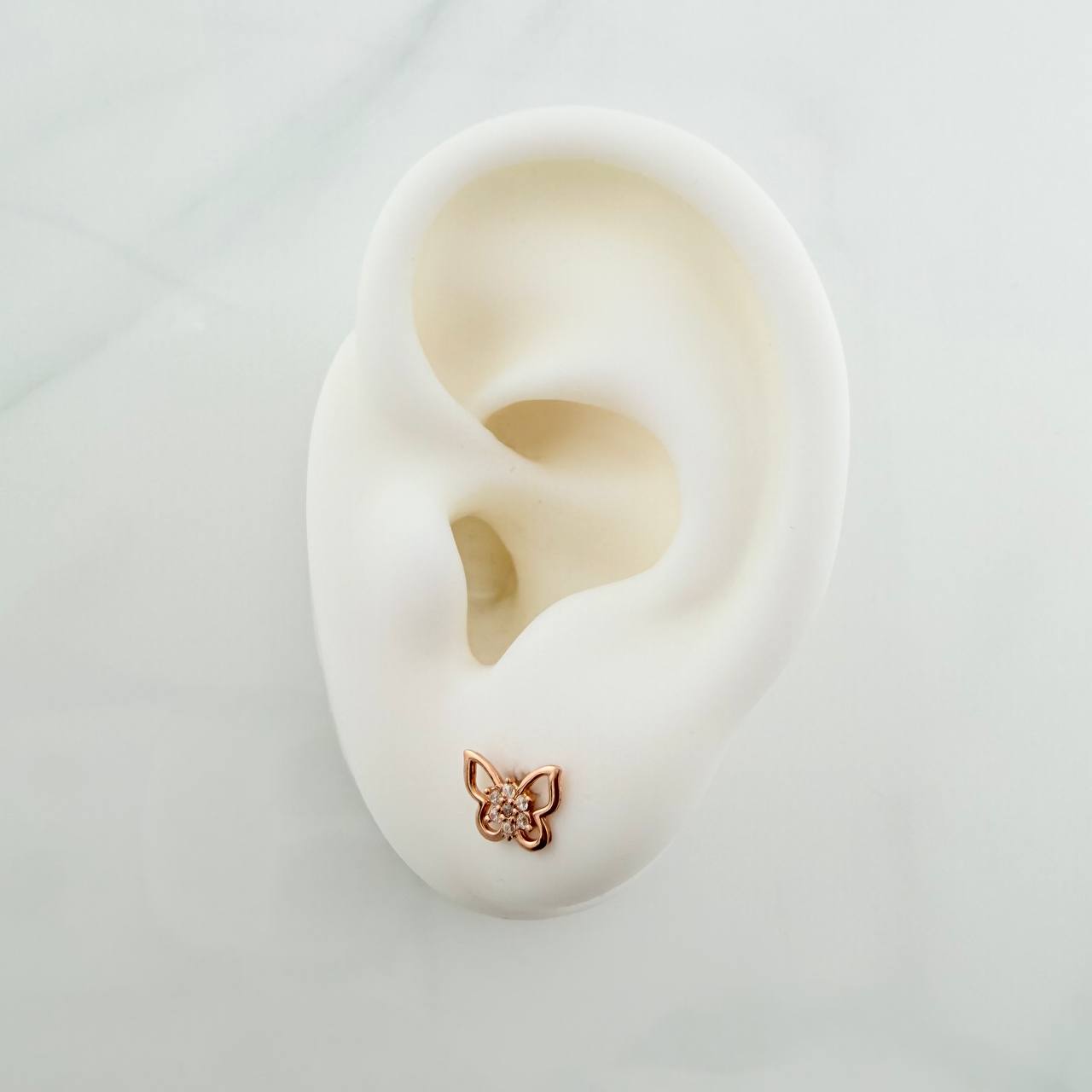 Topos Silueta Mariposa Flor 0.75gr / 6.04mm Oro Rosa 18K %