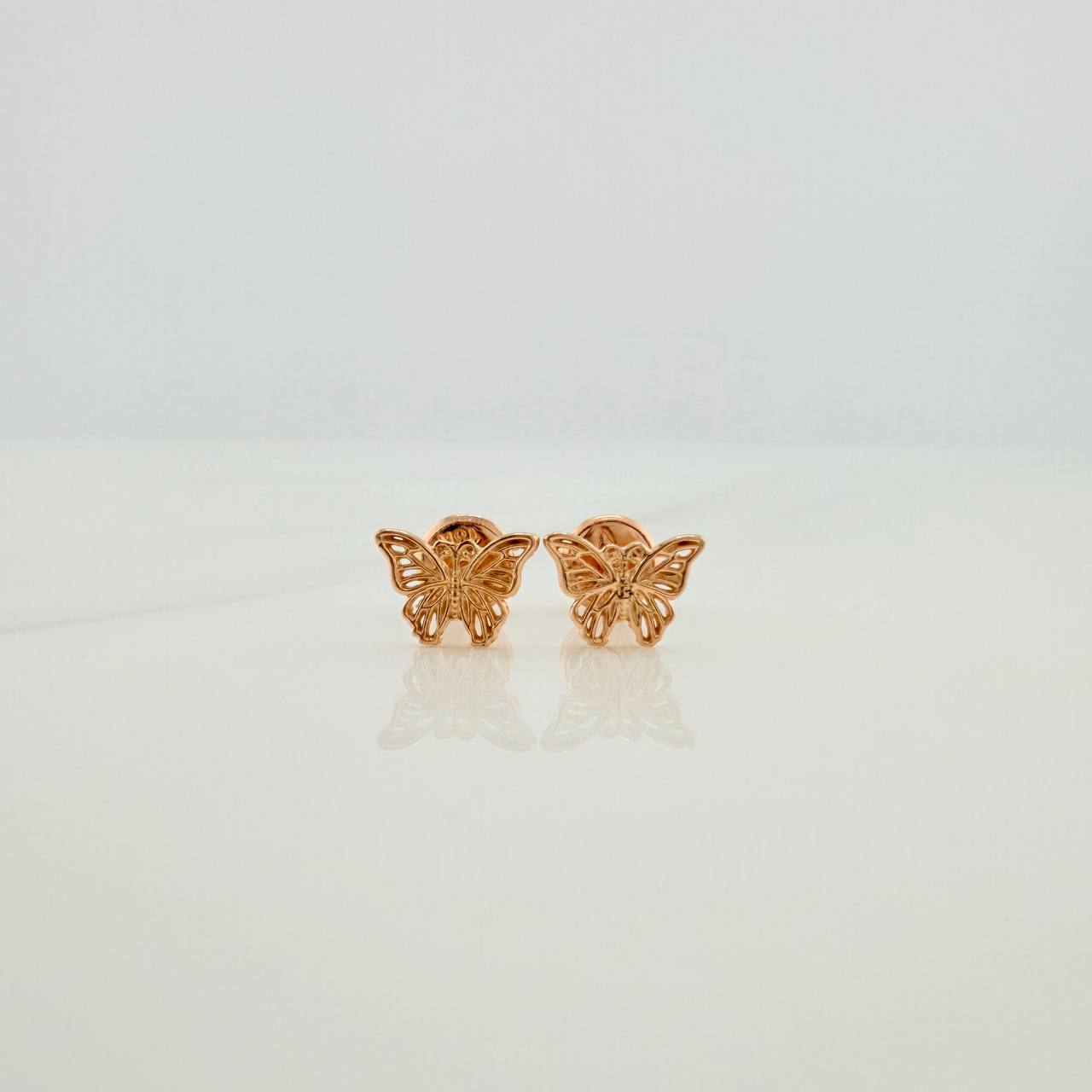Butterfly Stud Earrings 0.7gr / 5.72mm Rose Gold 18K &