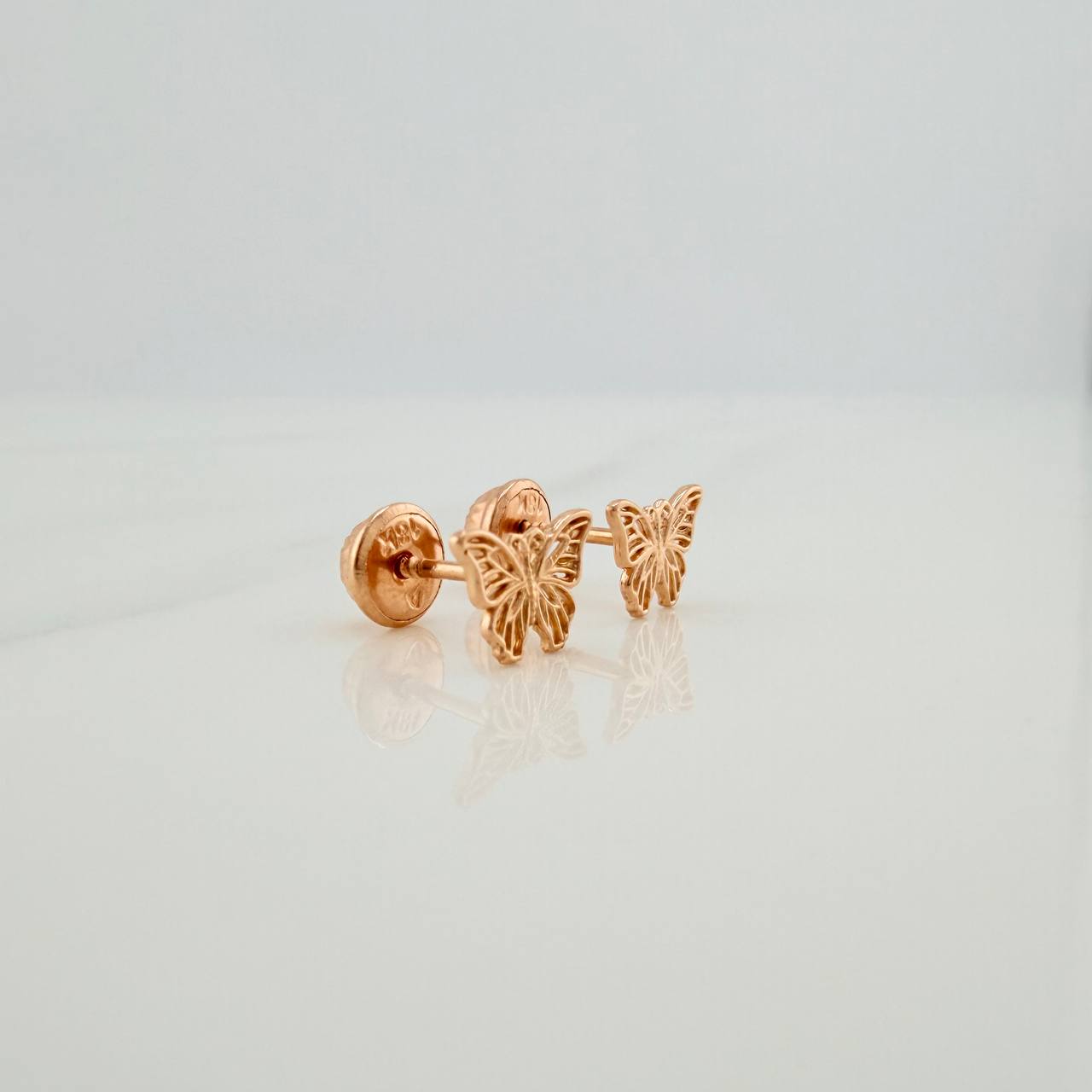 Butterfly Stud Earrings 0.7gr / 5.72mm Rose Gold 18K &