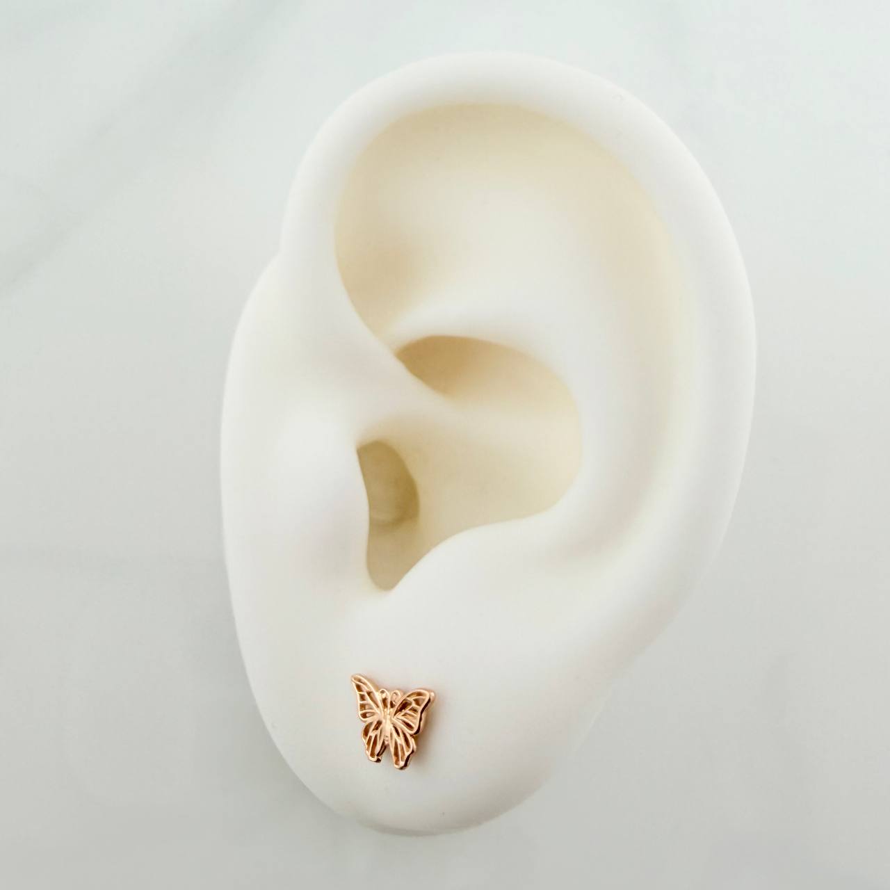 Butterfly Stud Earrings 0.7gr / 5.72mm Rose Gold 18K &