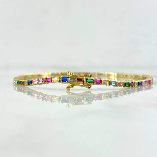 Bracelet Tennis 5.85gr / 19cm / 2.2mm Colored Zircons Yellow Gold +4 *