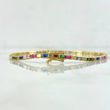 Bracelet Tennis 5.85gr / 19cm / 2.2mm Colored Zircons Yellow Gold +4 *