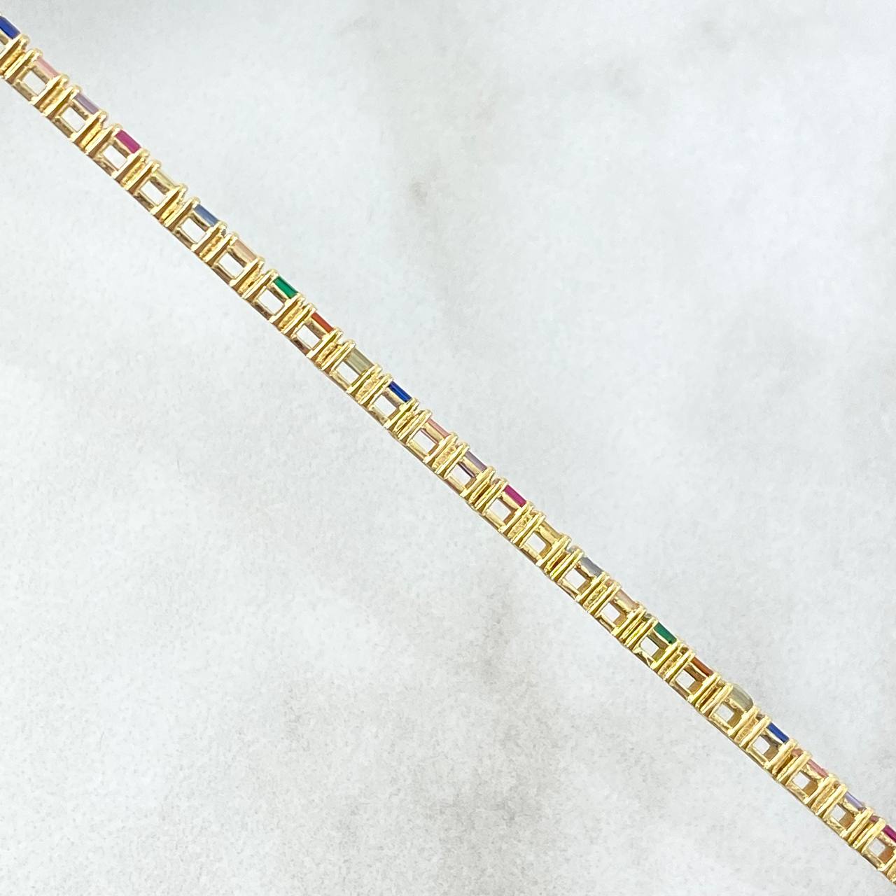 Bracelet Tennis 5.85gr / 19cm / 2.2mm Colored Zircons Yellow Gold +4 *
