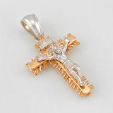 Christ Cross Pendant 8.15g / 1 1/2 in Two-Tone White and Rose 18K Gold