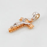 Christ Cross Pendant 8.15g / 1 1/2 in Two-Tone White and Rose 18K Gold