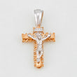 Christ Cross Pendant 8.15g / 1 1/2 in Two-Tone White and Rose 18K Gold