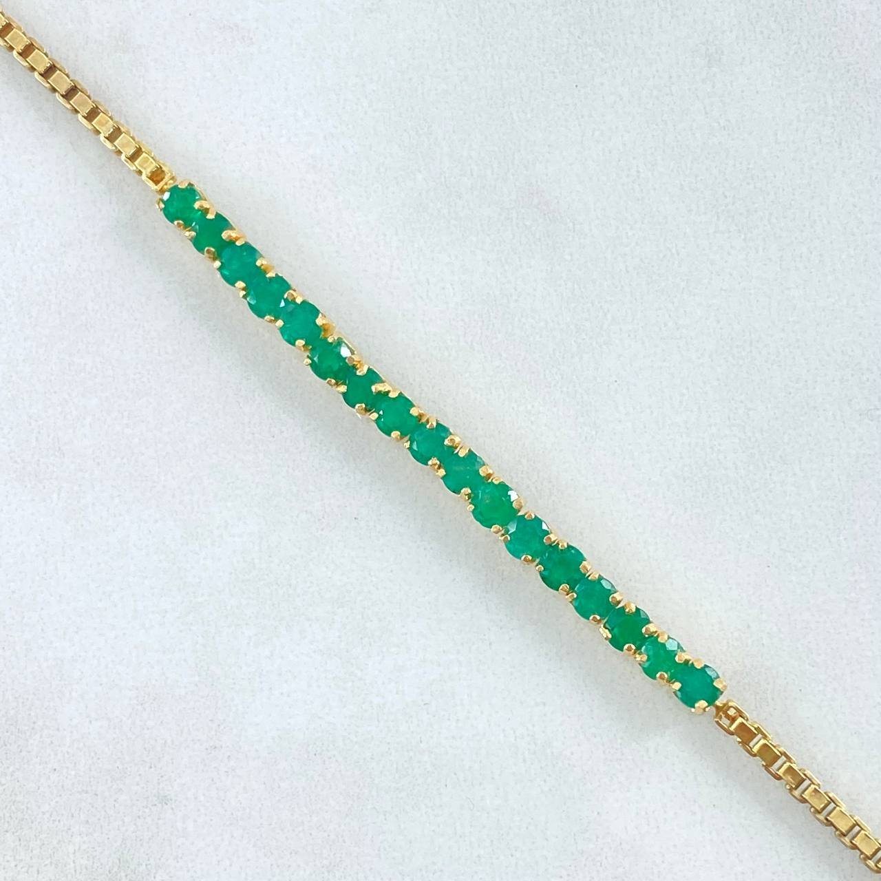Bracelet Tennis 6.15gr / 19.5cm / 3.5mm Emeralds 2 Qts Yellow Gold 18K (Jewel) *