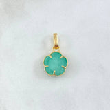 Dije Flor 2.7gr / 2.5cm / Esmeralda 2.5 Qts Oro Amarillo 18K (Joya) *