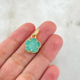 Dije Flor 2.5gr / 2.3cm / Esmeralda 2.5 Qts Oro Amarillo 18K (Joya) *