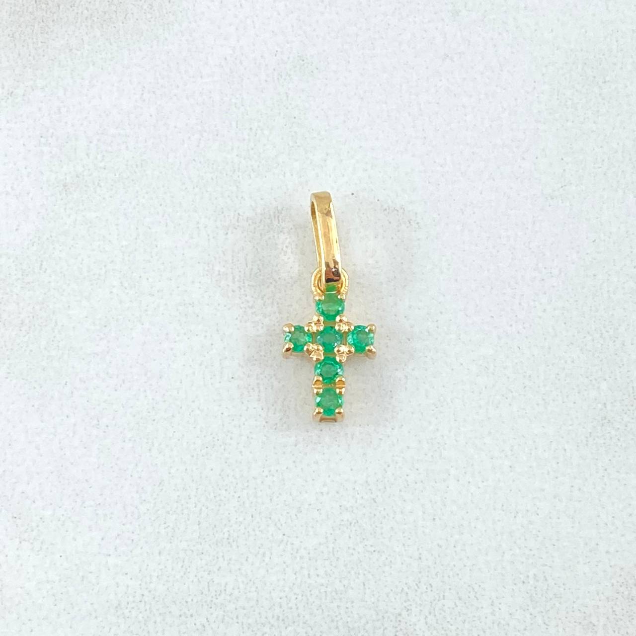 Pendant Crúz Tupida 0.85gr / 1.6cm / Emeralds 18pts Yellow Gold 18K (Jewel) *