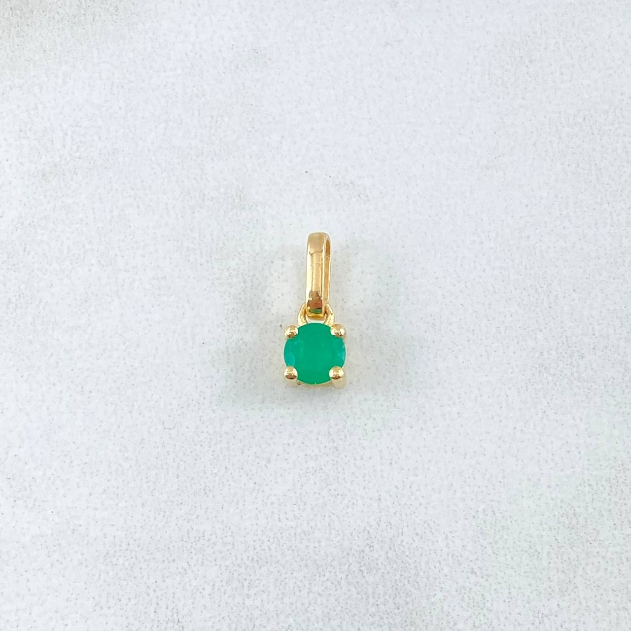 Pendant Circle 0.85gr / 1.3cm / Emerald 30pts Yellow Gold 18K (Jewel)