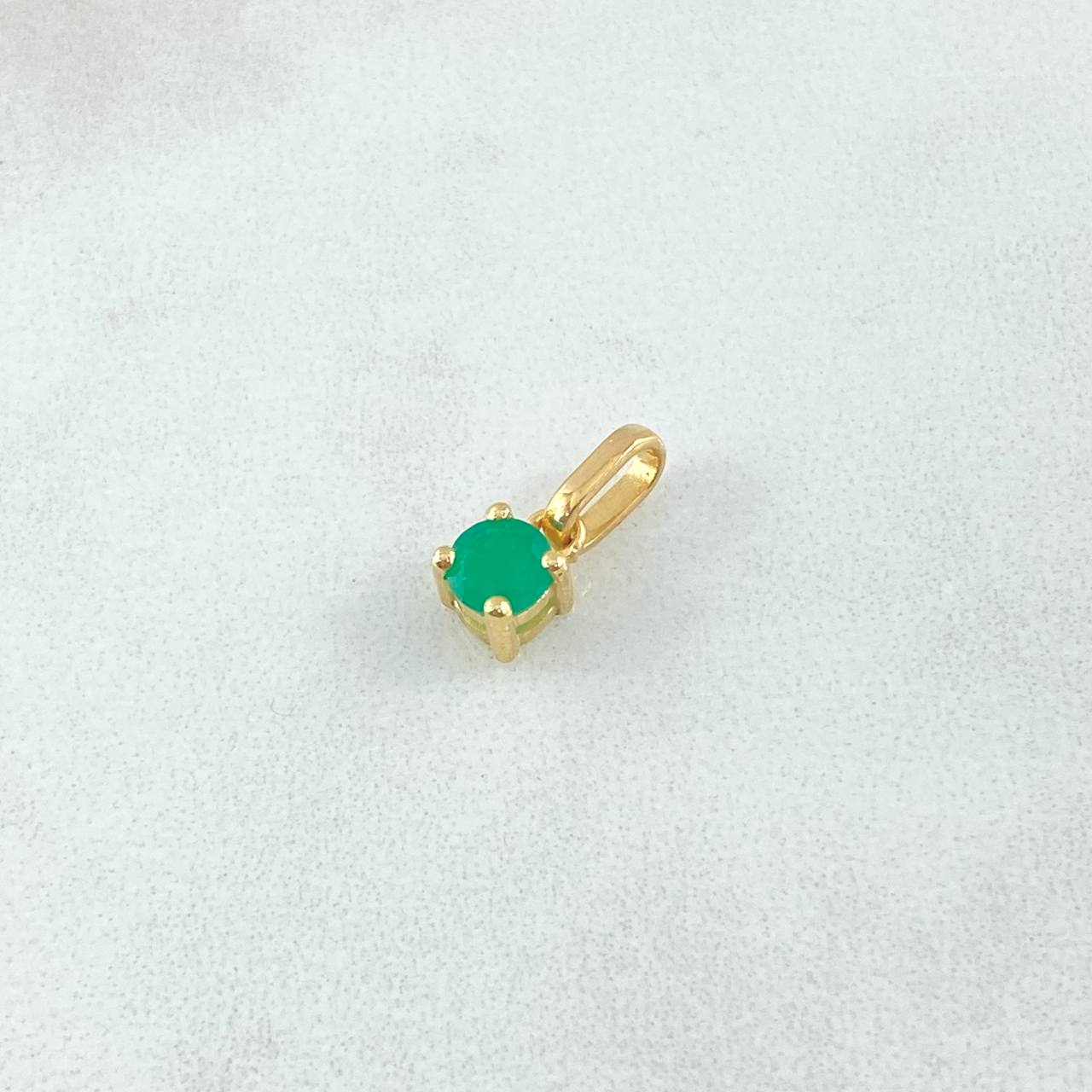 Pendant Circle 0.7gr / 1cm / Emerald 35pts Yellow Gold 18K (Jewel)