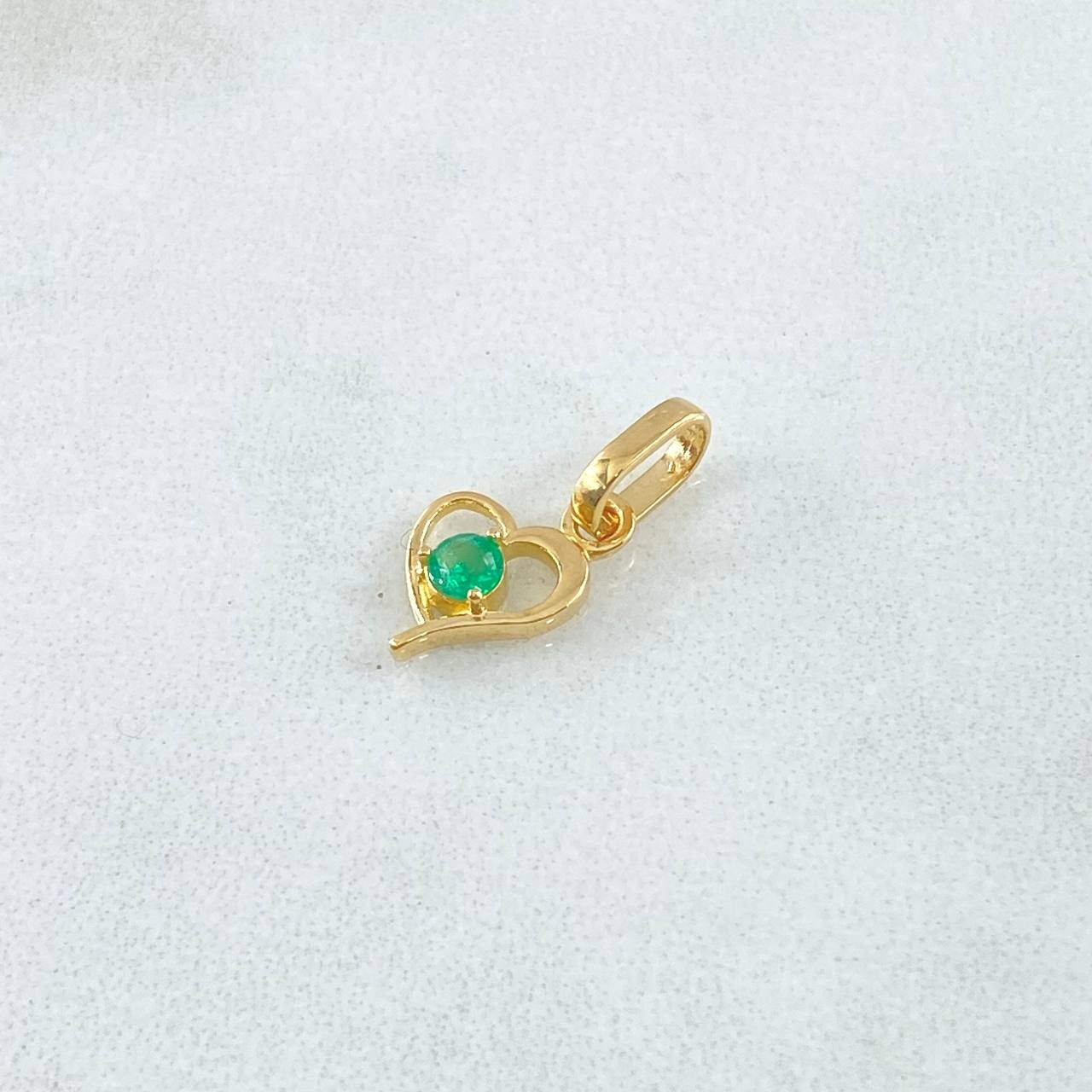 Pendant Solitaire in Heart 0.7gr / 1.5cm / Emerald 8pts Yellow Gold 18K (Jewel) *