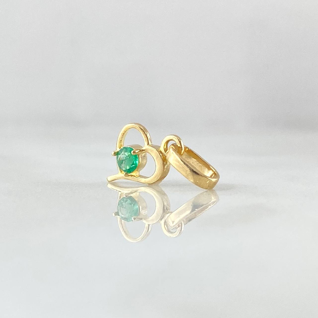 Pendant Solitaire in Heart 0.7gr / 1.5cm / Emerald 8pts Yellow Gold 18K (Jewel) *
