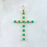 Dije Crúz Baculada 3gr / 4.6cm / Esmeraldas 1.21 Qts Oro Amarillo 18K (Joya) *