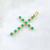 Dije Crúz Baculada 3gr / 4.6cm / Esmeraldas 1.21 Qts Oro Amarillo 18K (Joya) *