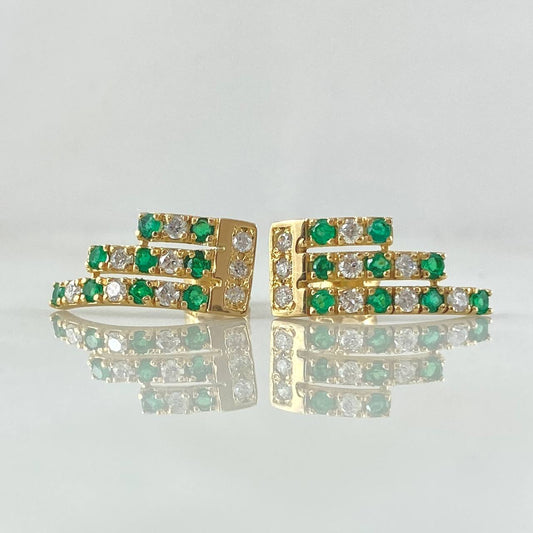 Stud Earrings Matrix 2.25gr / 1.6cm / Emeralds 37pts Diamonds 25pts Yellow Gold 18K (Jewel) *