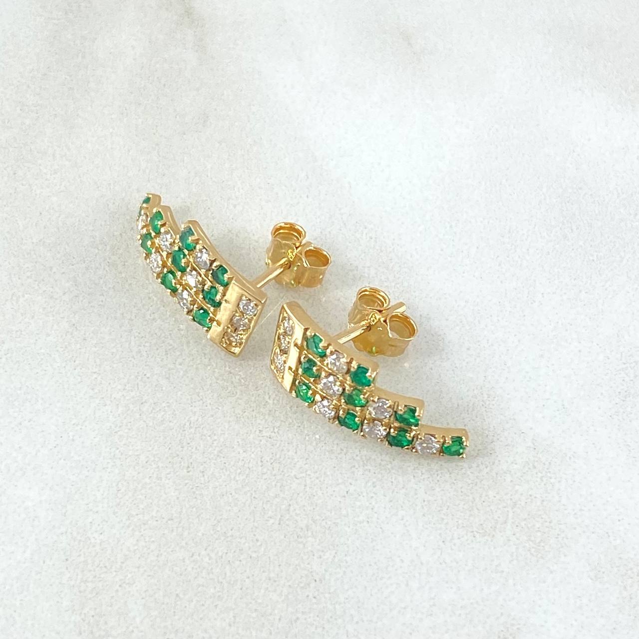 Stud Earrings Matrix 2.25gr / 1.6cm / Emeralds 37pts Diamonds 25pts Yellow Gold 18K (Jewel) *