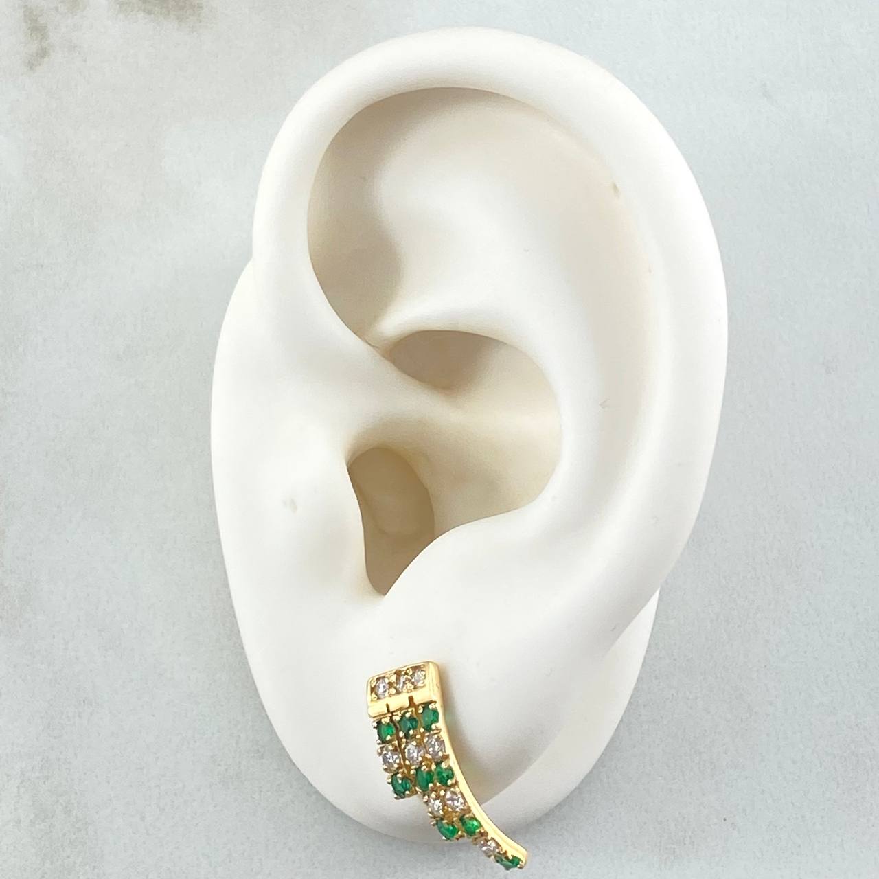 Stud Earrings Matrix 2.25gr / 1.6cm / Emeralds 37pts Diamonds 25pts Yellow Gold 18K (Jewel) *