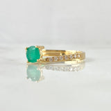 Ring Solitaire Oblique Thick 2.1gr / T7 1/4 / Emerald 58pts Diamonds 19pts Yellow Gold 18K (Jewel) *