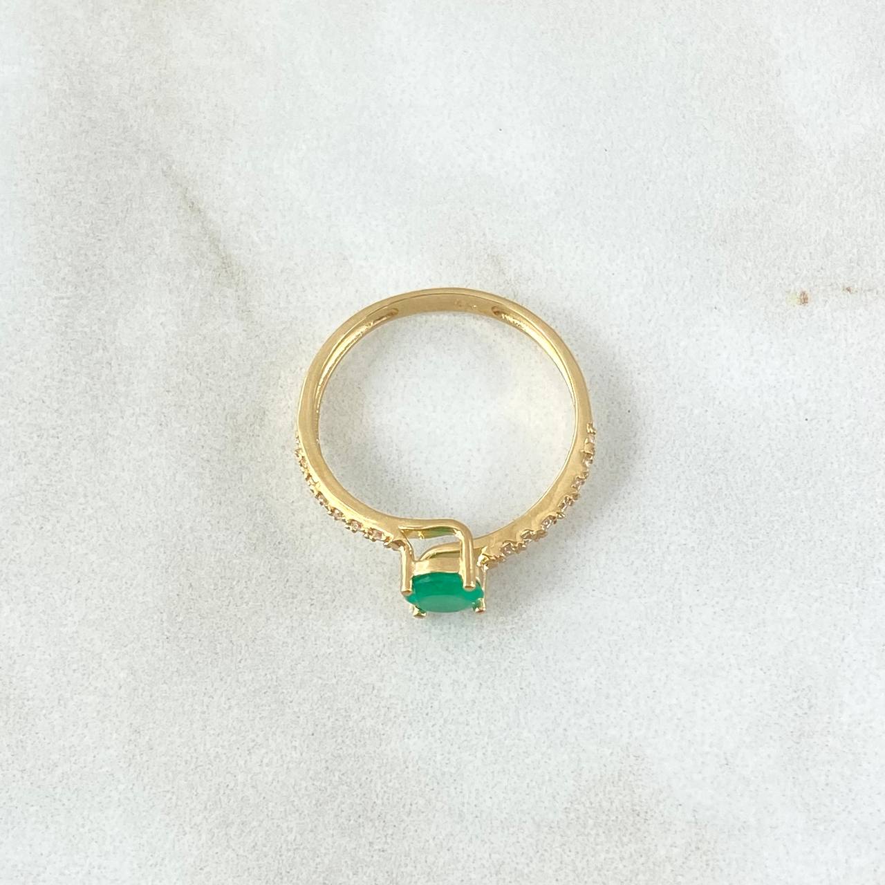 Ring Solitaire Oblique Thick 2.1gr / T7 1/4 / Emerald 58pts Diamonds 19pts Yellow Gold 18K (Jewel) *