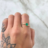 Ring Solitaire Oblique Thick 2.1gr / T7 1/4 / Emerald 58pts Diamonds 19pts Yellow Gold 18K (Jewel) *