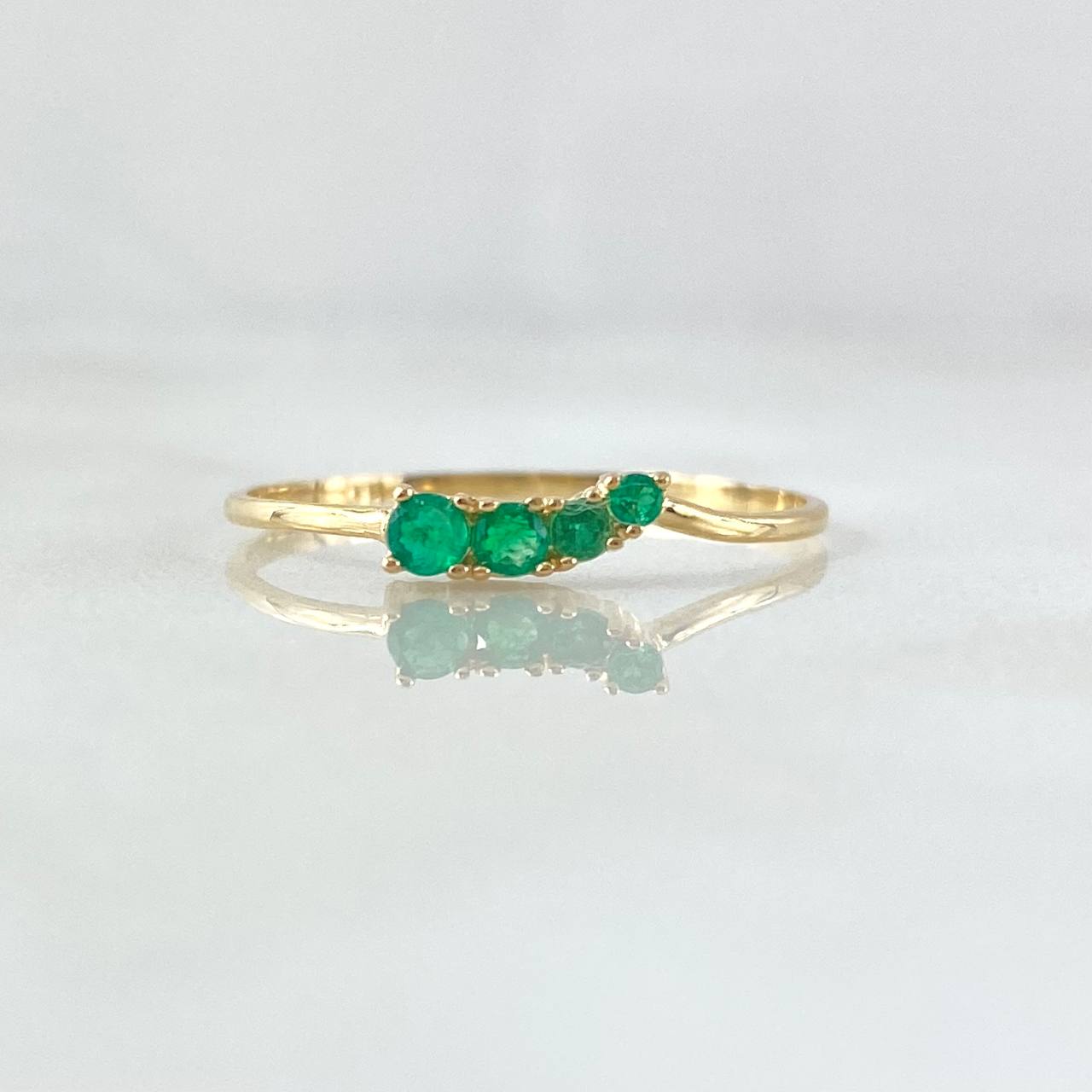 Trinity Ring 0.8gr / T7 3/4 / Emeralds 13pts 18K Yellow Gold (Jewel) *