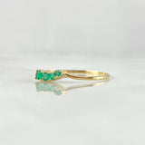 Trinity Ring 0.8gr / T7 3/4 / Emeralds 13pts 18K Yellow Gold (Jewel) *