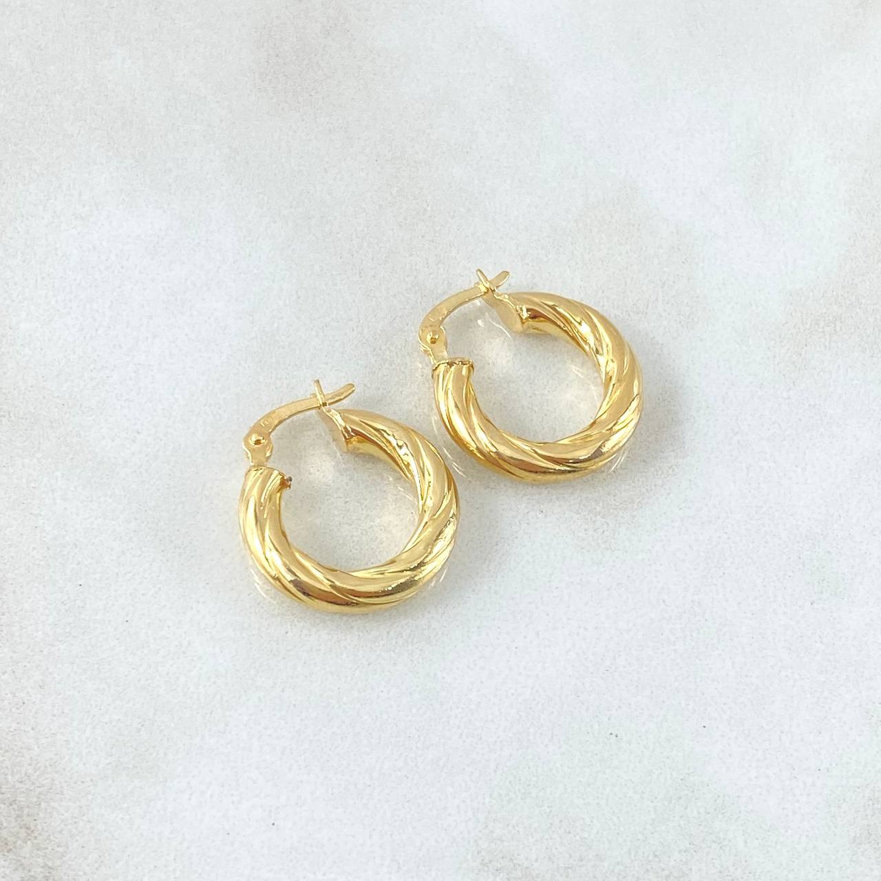 Hoop Earrings Mary 1.9gr / 1.7cm / Twisted Yellow Gold 18K