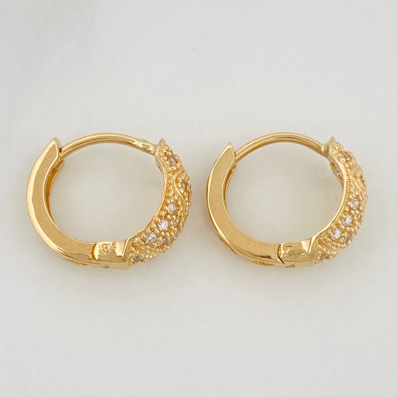 Candongas Zig Zag Basteada 2.85gr / 1/2 in / 5.6mm Oro Amarillo 18K &