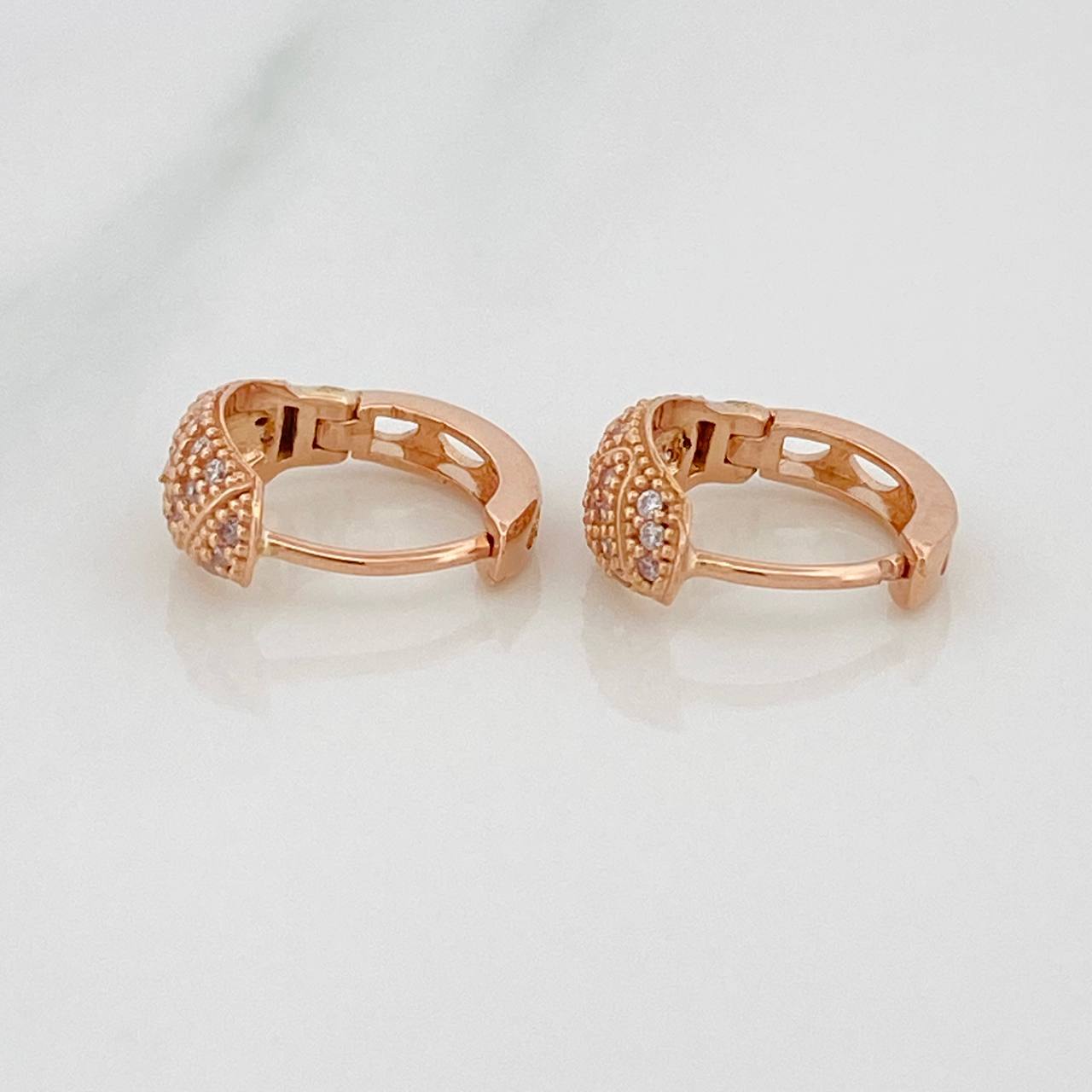 Candongas Zig Zag Basteada 2.75gr / 1/2 in / 5.6mm Oro Rosa 18K &