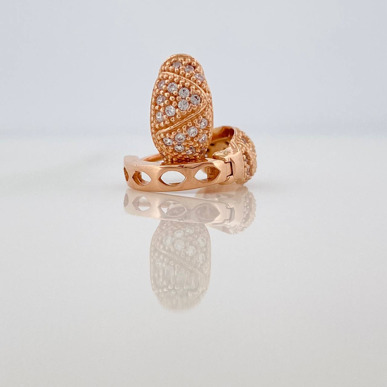 Candongas Zig Zag Basteada 2.75gr / 1/2 in / 5.6mm Oro Rosa 18K &
