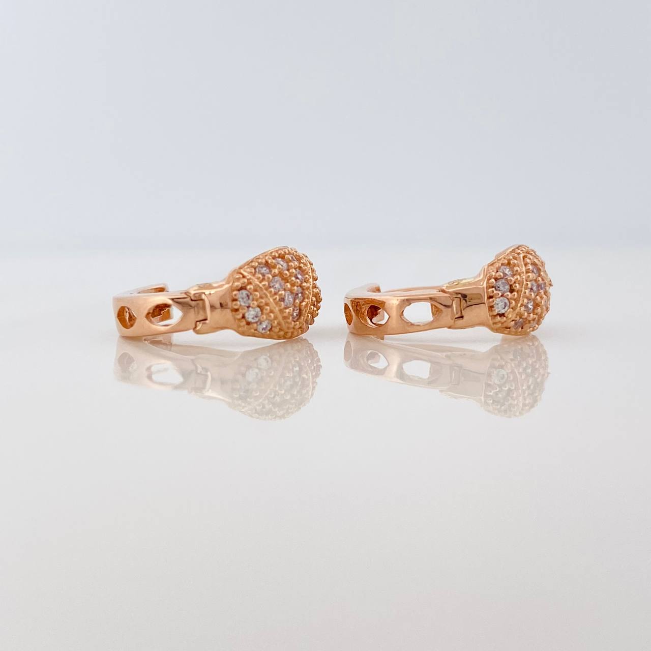 Candongas Zig Zag Basteada 2.75gr / 1/2 in / 5.6mm Oro Rosa 18K &