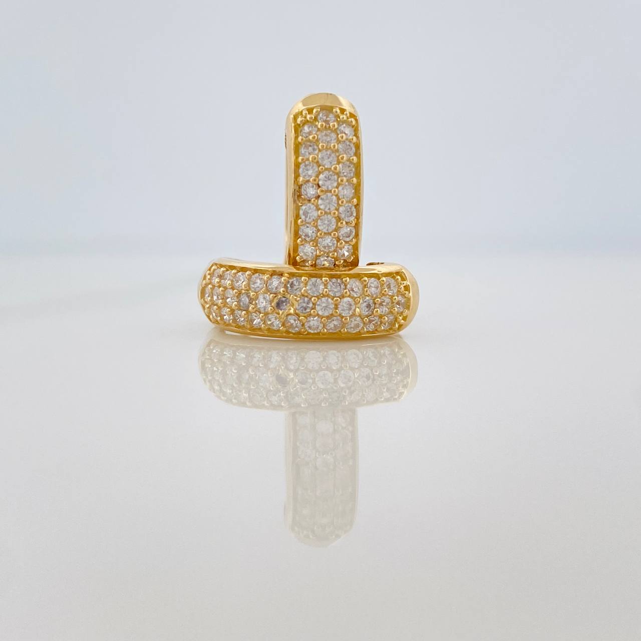 Candongas Triple Carril 3.9gr / 1/2 in / 4.9mm Oro Amarillo 18K &