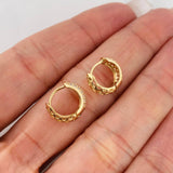 Triple Rail Hoop Earrings 2.5gr / 1/2 in / 4mm Yellow Gold 18K &