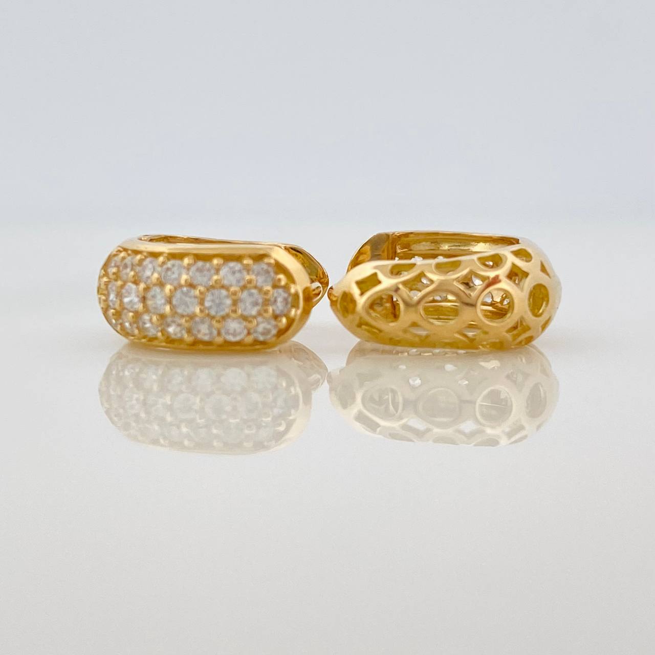 Candongas Triple Carril 2gr / 1/2 in / 3mm Oro Amarillo 18K &