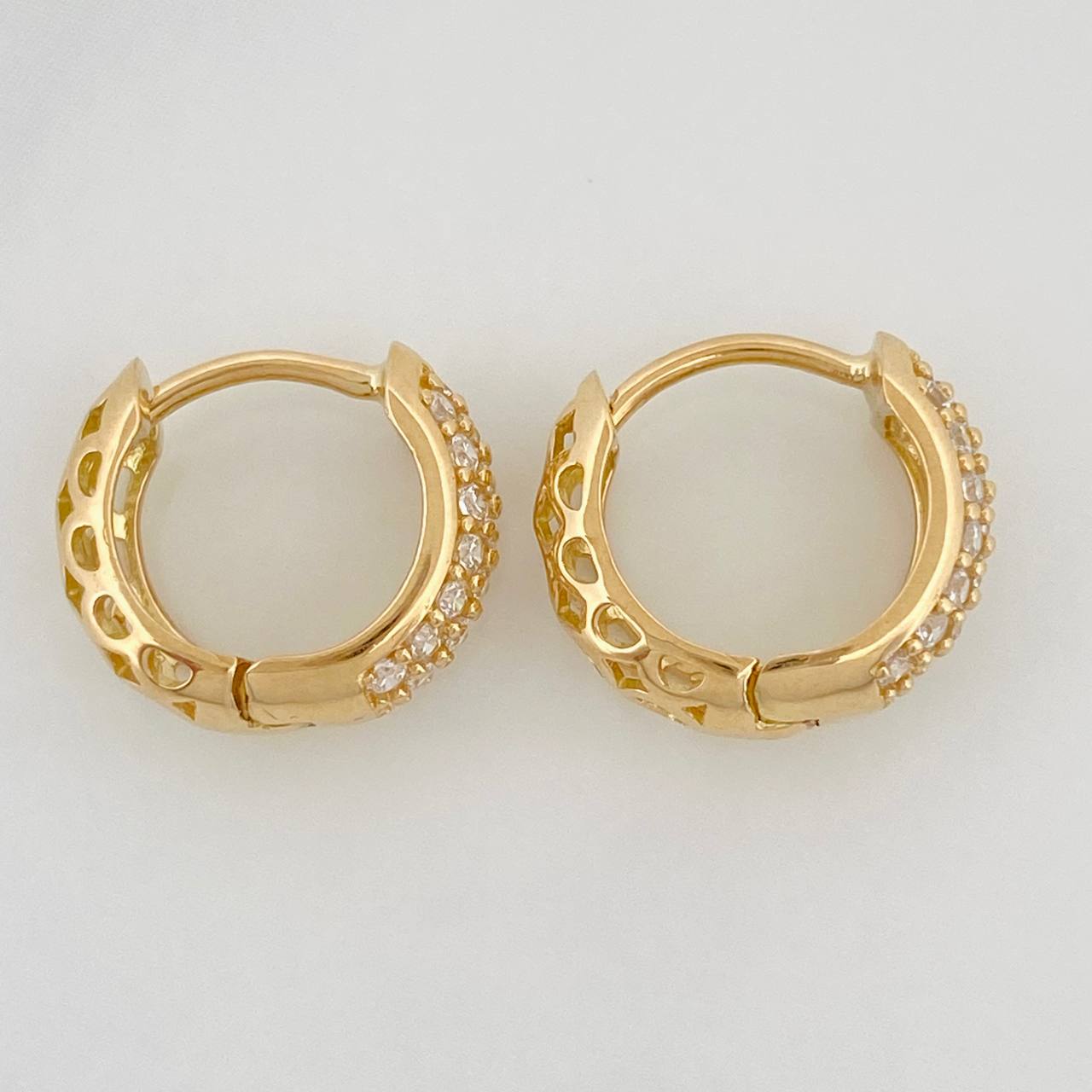 Candongas Triple Carril 3.9gr / 1/2 in / 4.9mm Oro Amarillo 18K &
