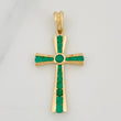 Cross Pendant Emeralds 95 pts 2.95gr / 1 1/2 in / Yellow Gold 18K %