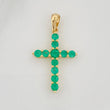 Pendant Cross Green Light Emeralds 1.03 cts 1.9gr / 1 1/4 in / 18K Yellow Gold %