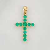 Pendant Cross Green Light Emeralds 1.03 cts 1.9gr / 1 1/4 in / 18K Yellow Gold %