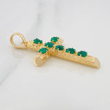 Trunk Cross Pendant Emeralds 1.70 qts 5.3gr / 1 3/4 in / Yellow Gold 18K %