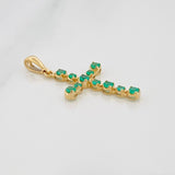 Dije Cruz Luz Verde Esmeraldas 30 pts 1.05gr / 1 1/4 in / Oro Amarillo 18K %