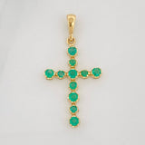 Dije Cruz Luz Verde Esmeraldas 30 pts 1.05gr / 1 1/4 in / Oro Amarillo 18K %
