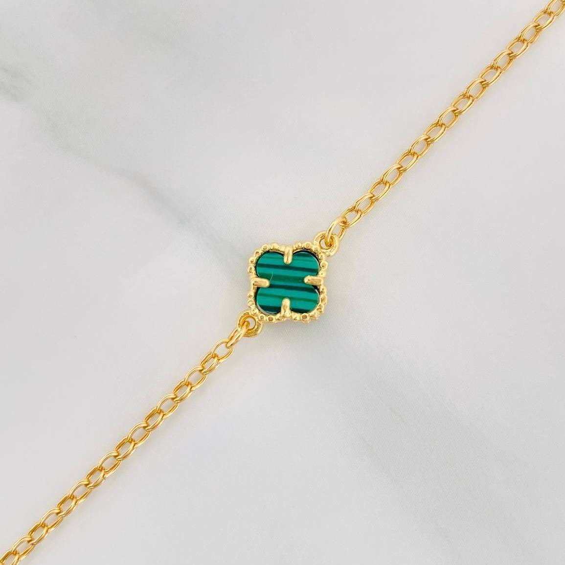 Tobillera Rolo Trebol 3.05g / 9 3/4 in / 1.38mm Oro Amarillo 18K