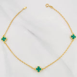 Tobillera Rolo Trebol 3.05g / 9 3/4 in / 1.38mm Oro Amarillo 18K