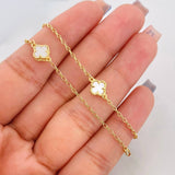 Tobillera Rolo Trebol 3.25g / 9 3/4 in / 1.3mm Oro Amarillo 18K