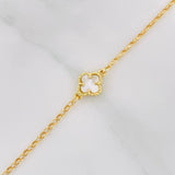 Tobillera Rolo Trebol 3.25g / 9 3/4 in / 1.3mm Oro Amarillo 18K