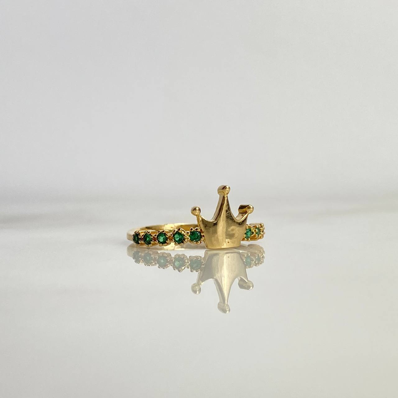Crown Ring 2.2gr / T6 3/4 / Green Zircons Yellow Gold ©