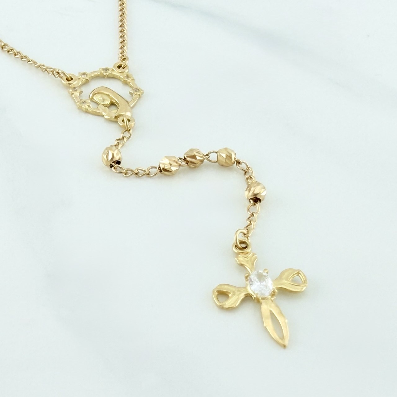 Rosario Virgen Maria 9.55 g / 22 3/4 in / 3 mm Oro Amarillo 18K